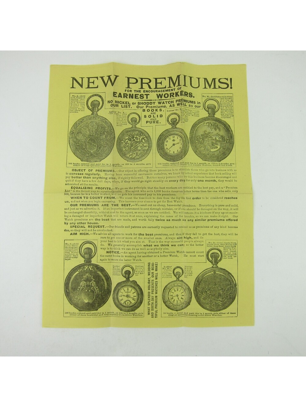 Historical Publishing Co Philadelphia PA Advertising Premiums Pocket Watch 1880s